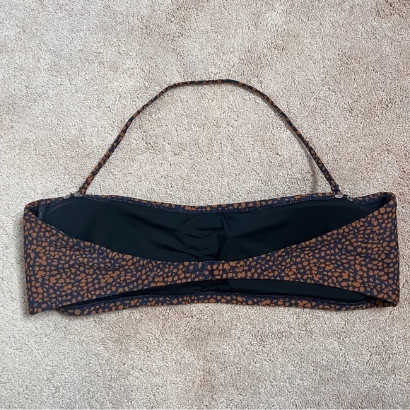 NWT! J. Crew Spot-On Print Bandeau Bikini Top in Navy Pecan. Size 2X - Picture 3 of 13